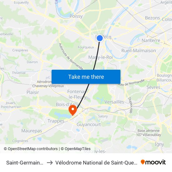 Saint-Germain-En-Laye to Vélodrome National de Saint-Quentin-En-Yvelines map