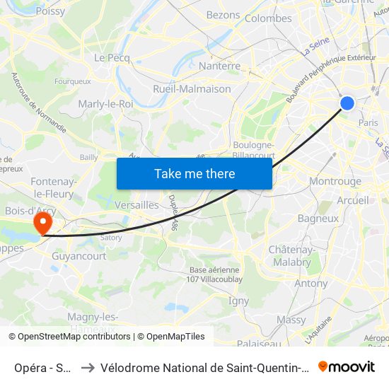 Opéra - Scribe to Vélodrome National de Saint-Quentin-En-Yvelines map