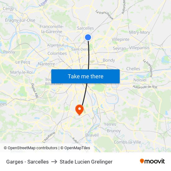 Garges - Sarcelles to Stade Lucien Grelinger map