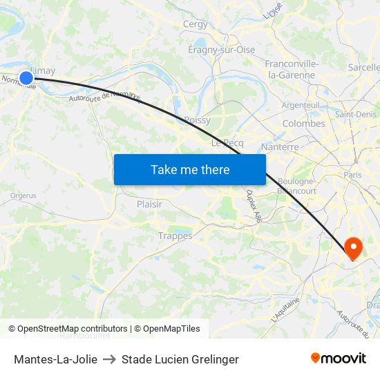 Mantes-La-Jolie to Stade Lucien Grelinger map