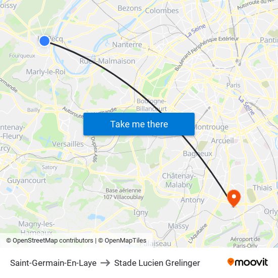 Saint-Germain-En-Laye to Stade Lucien Grelinger map