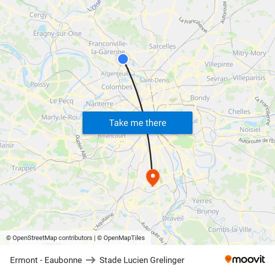 Ermont - Eaubonne to Stade Lucien Grelinger map
