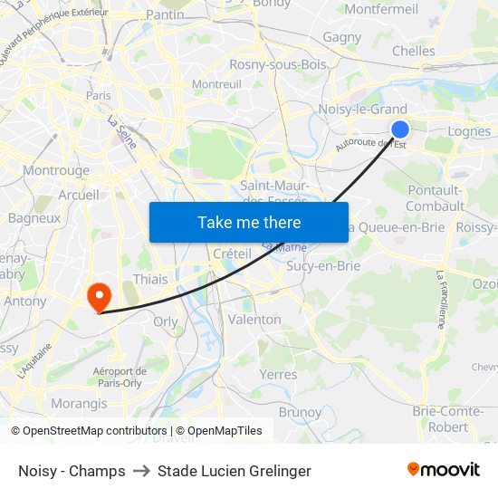 Noisy - Champs to Stade Lucien Grelinger map