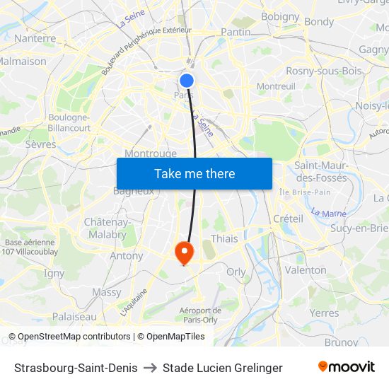 Strasbourg-Saint-Denis to Stade Lucien Grelinger map