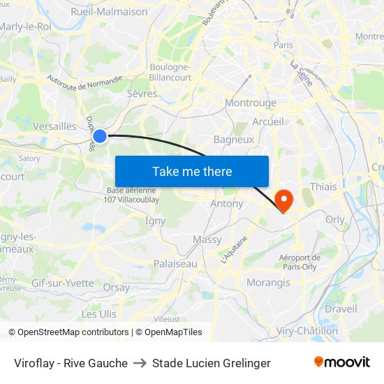 Viroflay - Rive Gauche to Stade Lucien Grelinger map
