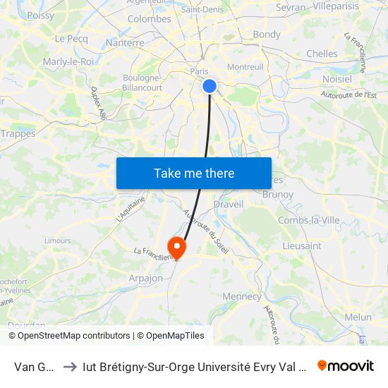 Van Gogh to Iut Brétigny-Sur-Orge Université Evry Val D'Essonne map