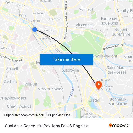 Quai de la Rapée to Pavillons Foix & Pagniez map