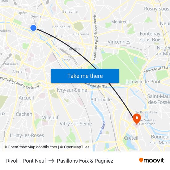 Rivoli - Pont Neuf to Pavillons Foix & Pagniez map