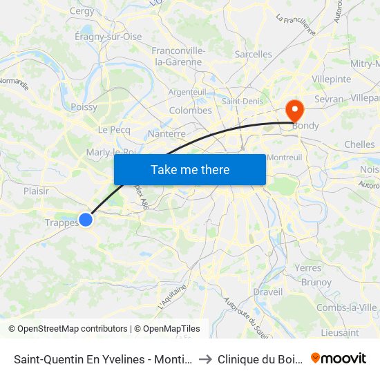 Saint-Quentin En Yvelines - Montigny-Le-Bretonneux to Clinique du Bois D'Amour map