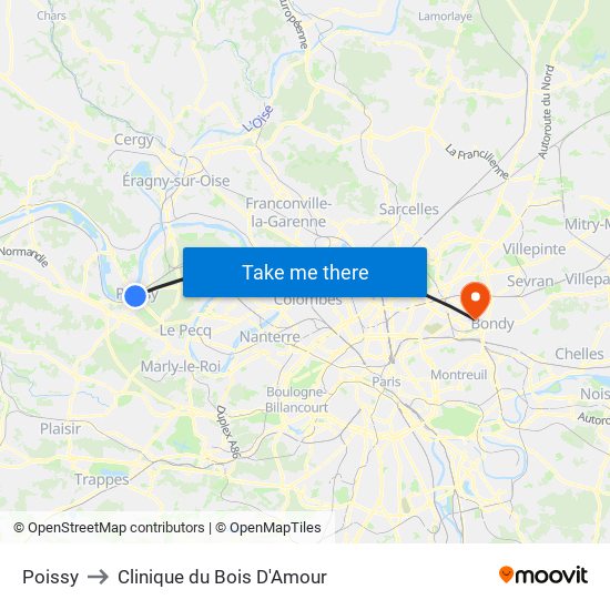 Poissy to Clinique du Bois D'Amour map