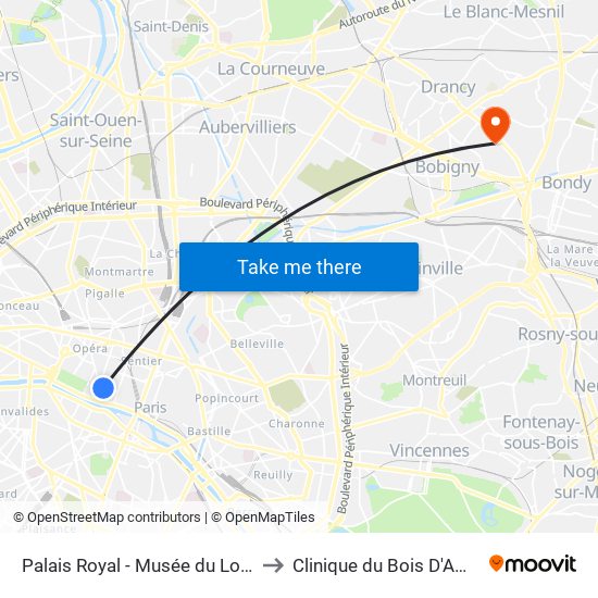 Palais Royal - Musée du Louvre to Clinique du Bois D'Amour map