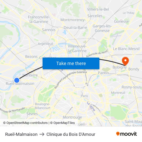 Rueil-Malmaison to Clinique du Bois D'Amour map