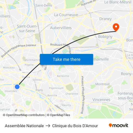 Assemblée Nationale to Clinique du Bois D'Amour map