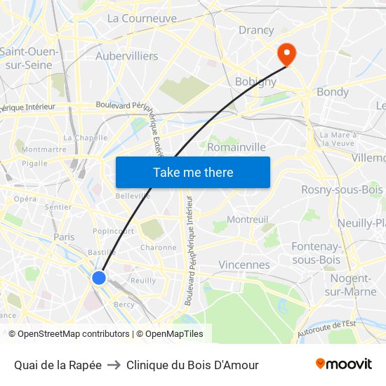 Quai de la Rapée to Clinique du Bois D'Amour map