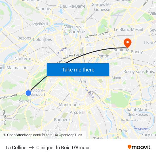 La Colline to Clinique du Bois D'Amour map