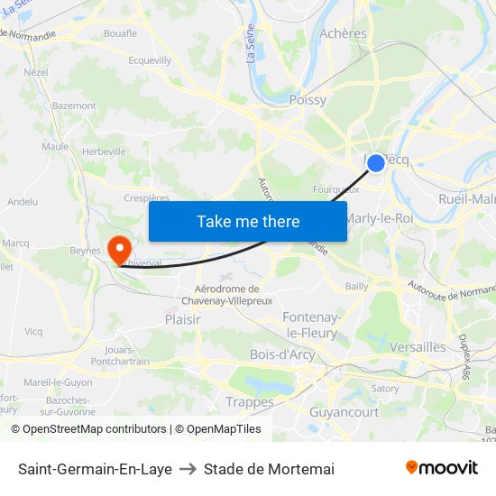 Saint-Germain-En-Laye to Stade de Mortemai map