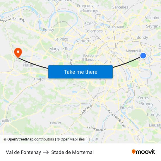 Val de Fontenay to Stade de Mortemai map