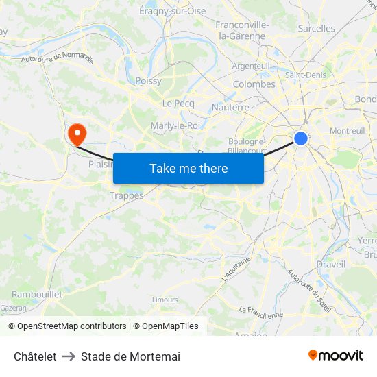 Châtelet to Stade de Mortemai map