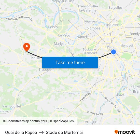 Quai de la Rapée to Stade de Mortemai map