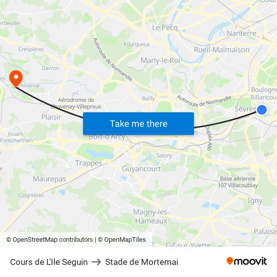 Cours de L'Ile Seguin to Stade de Mortemai map