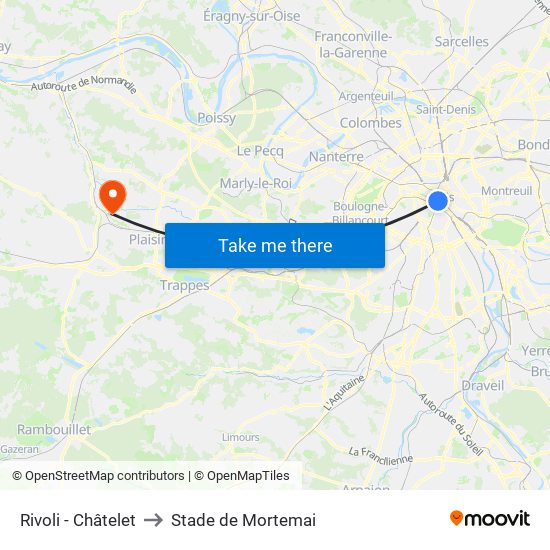 Rivoli - Châtelet to Stade de Mortemai map