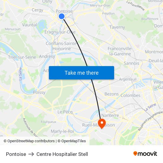 Pontoise to Centre Hospitalier Stell map