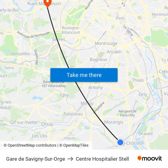 Gare de Savigny-Sur-Orge to Centre Hospitalier Stell map