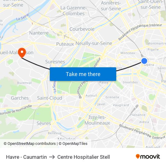 Havre - Caumartin to Centre Hospitalier Stell map