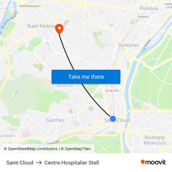 Saint-Cloud to Centre Hospitalier Stell map