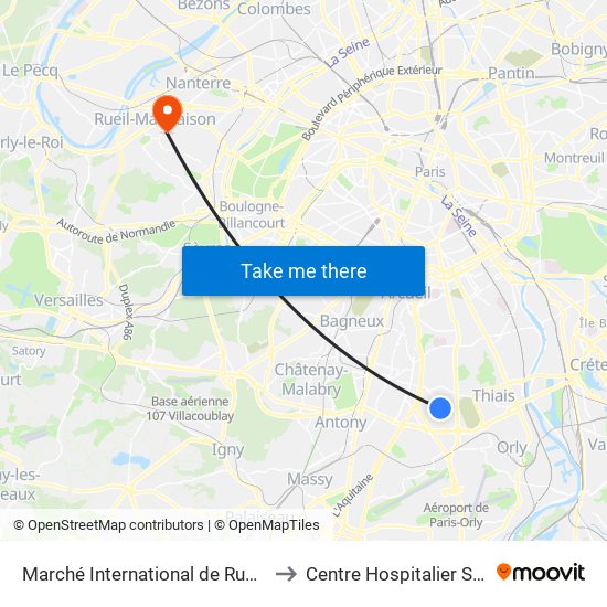 Marché International de Rungis to Centre Hospitalier Stell map