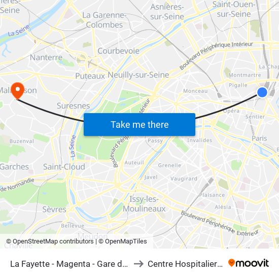 La Fayette - Magenta - Gare du Nord to Centre Hospitalier Stell map