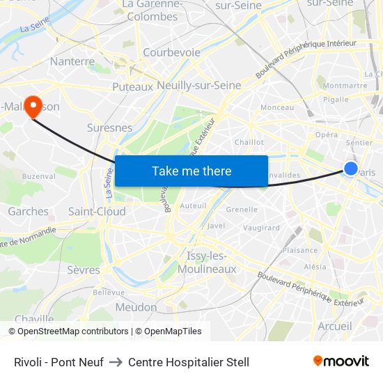 Rivoli - Pont Neuf to Centre Hospitalier Stell map