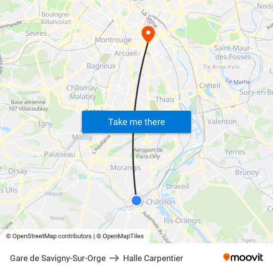 Gare de Savigny-Sur-Orge to Halle Carpentier map