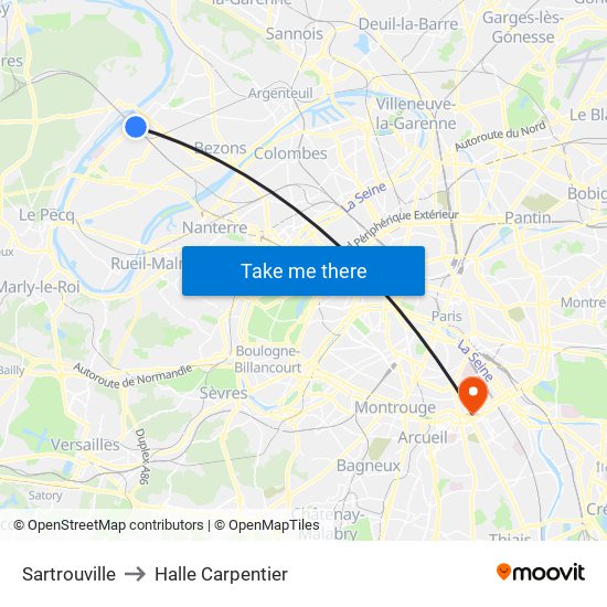 Sartrouville to Halle Carpentier map