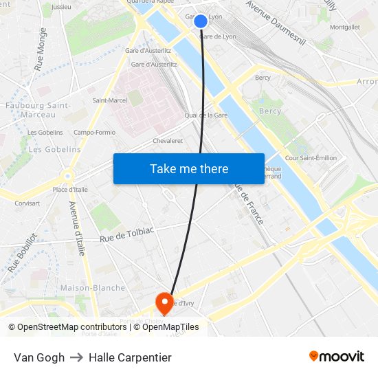 Van Gogh to Halle Carpentier map