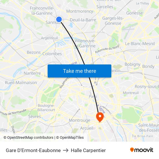 Gare D'Ermont-Eaubonne to Halle Carpentier map