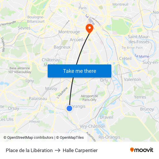 Place de la Libération to Halle Carpentier map