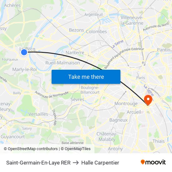 Saint-Germain-En-Laye RER to Halle Carpentier map
