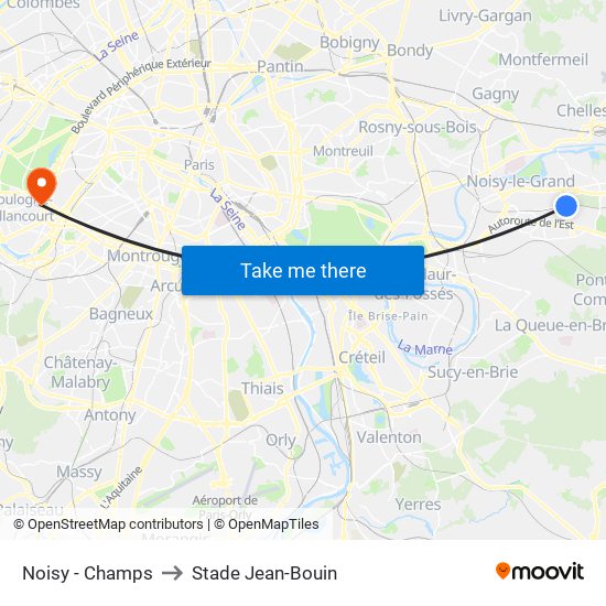 Noisy - Champs to Stade Jean-Bouin map