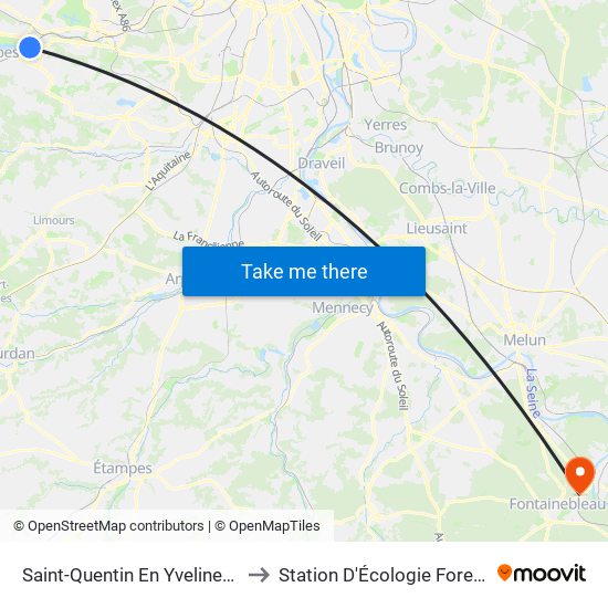 Saint-Quentin En Yvelines - Montigny-Le-Bretonneux to Station D'Écologie Forestière - Université de Paris map