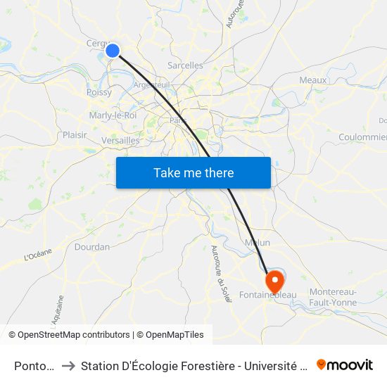 Pontoise to Station D'Écologie Forestière - Université de Paris map