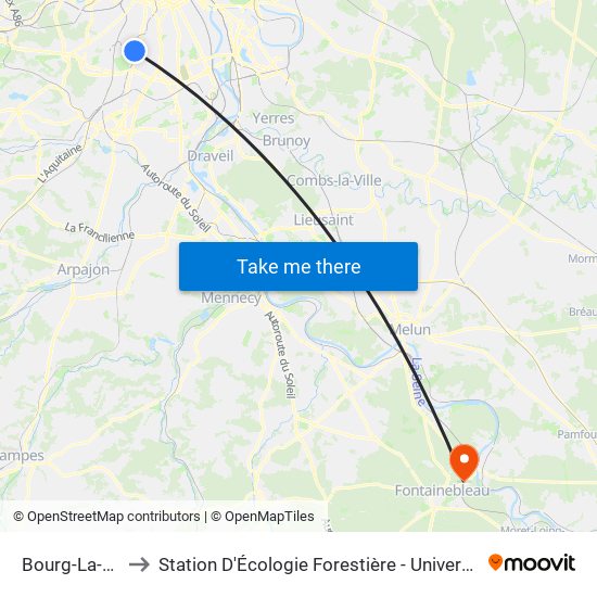Bourg-La-Reine to Station D'Écologie Forestière - Université de Paris map