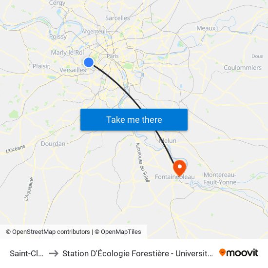 Saint-Cloud to Station D'Écologie Forestière - Université de Paris map