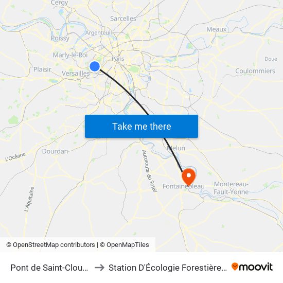 Pont de Saint-Cloud - Albert Kahn to Station D'Écologie Forestière - Université de Paris map