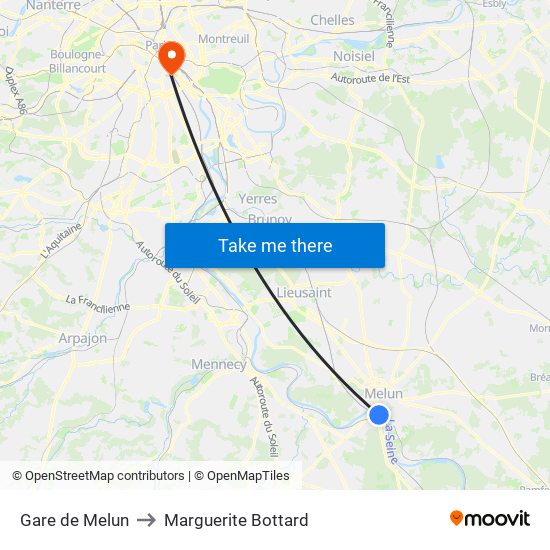 Gare de Melun to Marguerite Bottard map