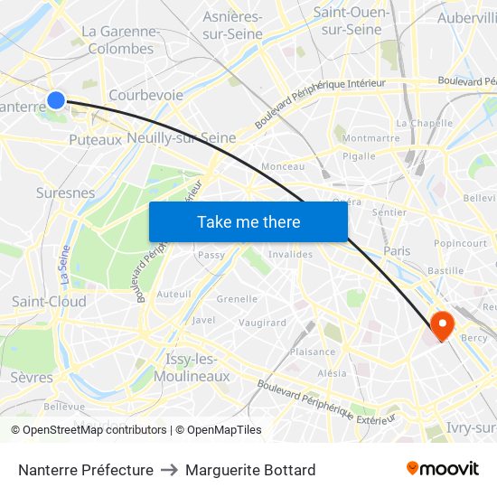 Nanterre Préfecture to Marguerite Bottard map