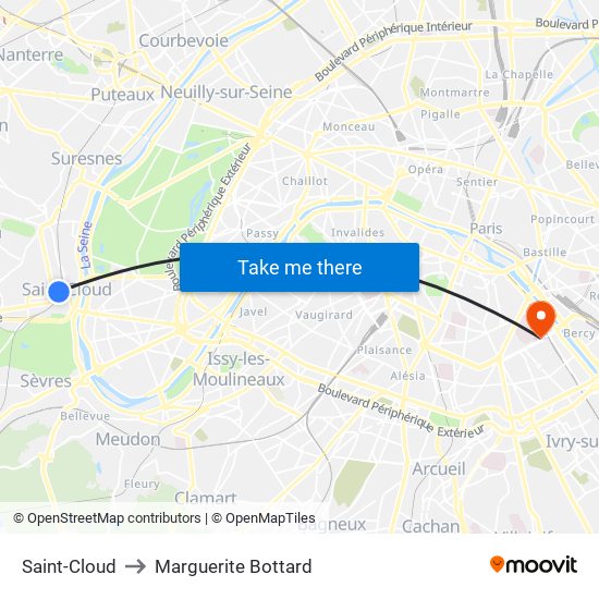 Saint-Cloud to Marguerite Bottard map