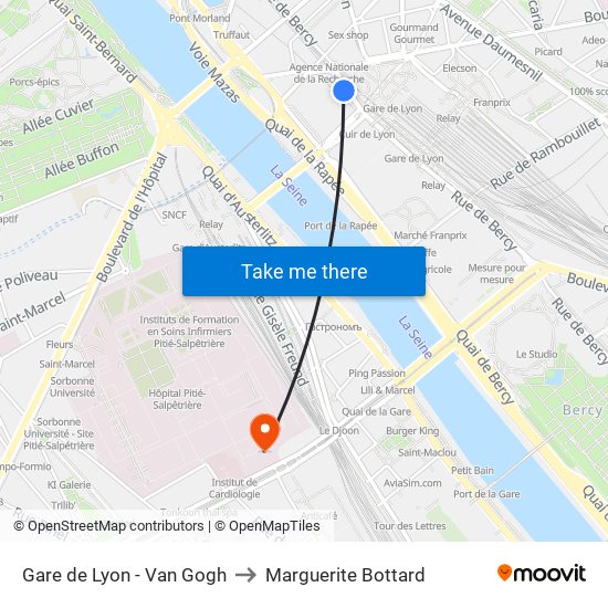 Gare de Lyon - Van Gogh to Marguerite Bottard map