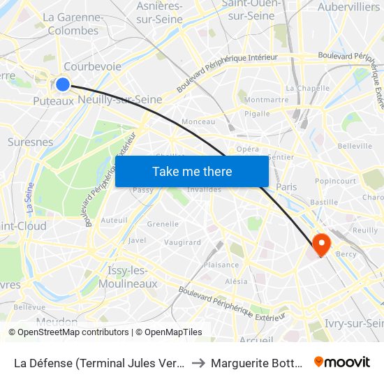 La Défense (Terminal Jules Verne) to Marguerite Bottard map