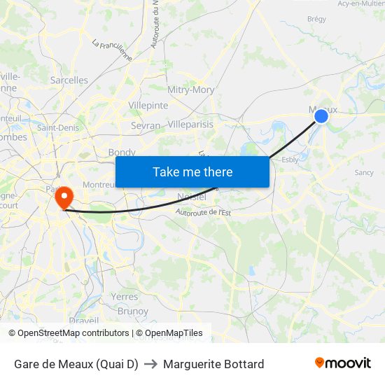 Gare de Meaux (Quai D) to Marguerite Bottard map